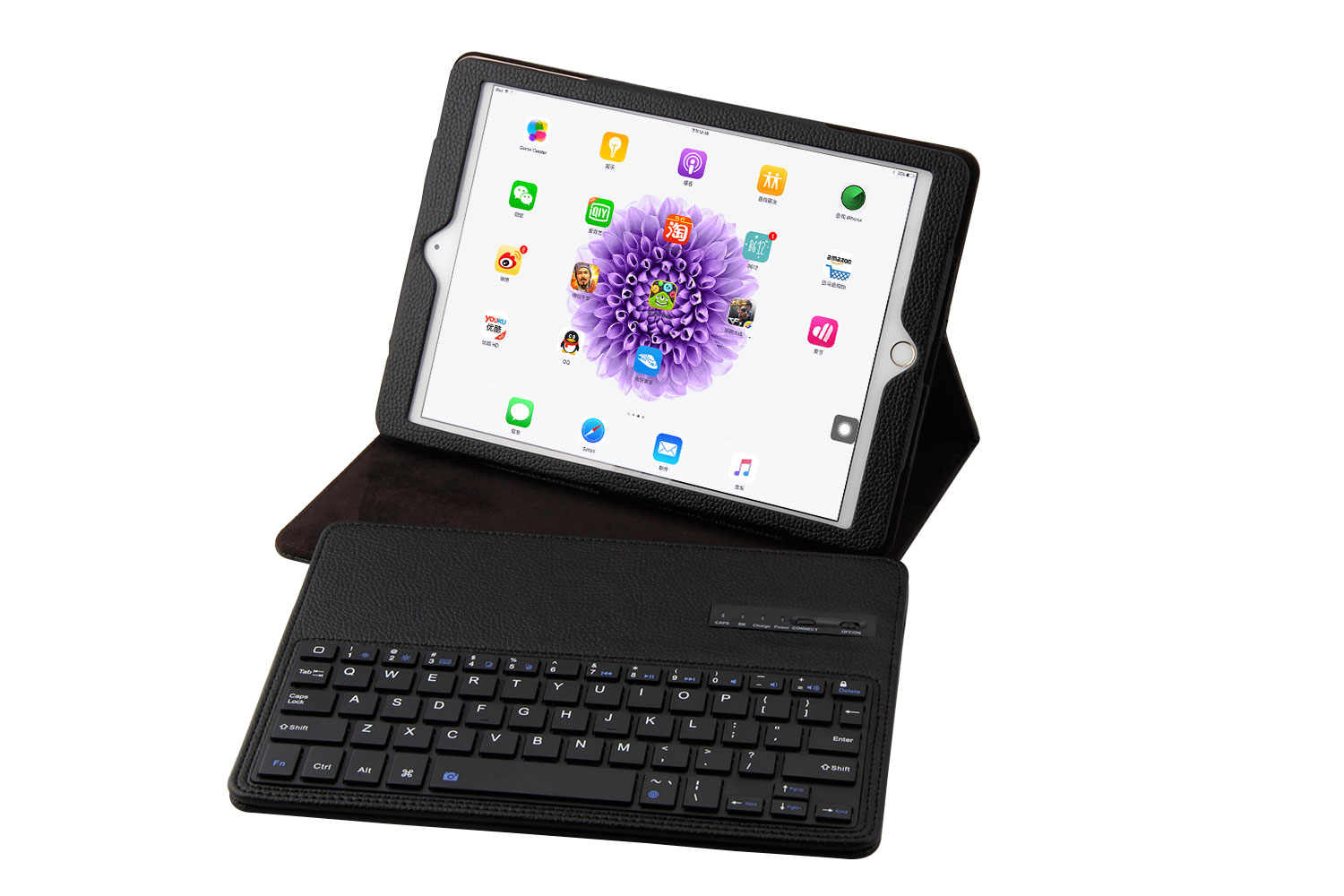 iPad Air 1 Air 2 pro 9.7 Luxe hoes met uitneembaar Bluetooth Toetsenbord Zwart leer