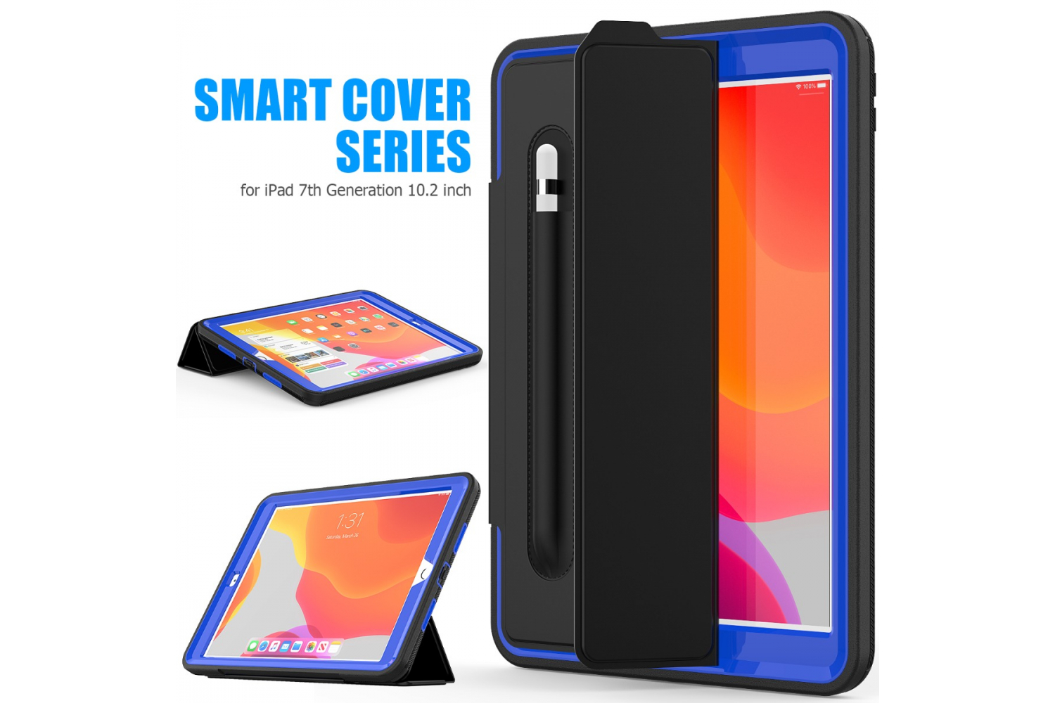 iPad 2019 10.2 inch Bumper Case met Smartcover Blauw