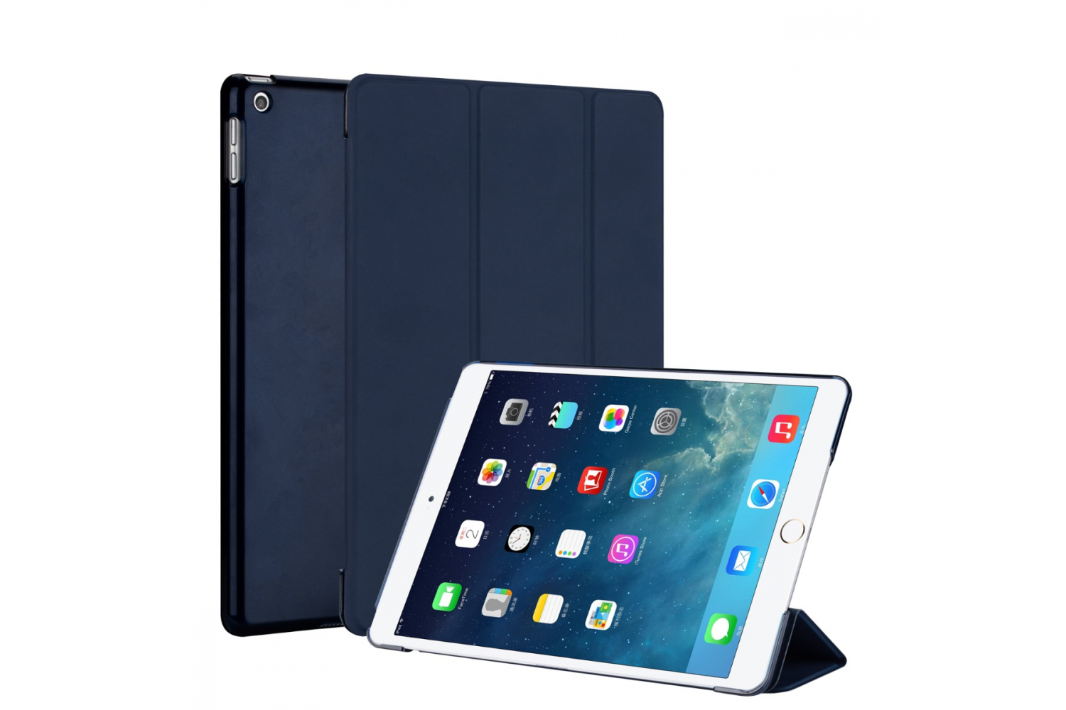 iPad 2019 10.2 inch Hard Tri-Fold Book Cover Donker blauw