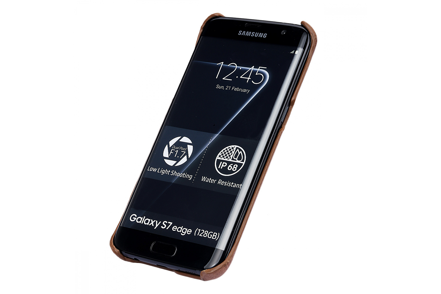 Samsung S7 Edge echt lederen backcover Bruin