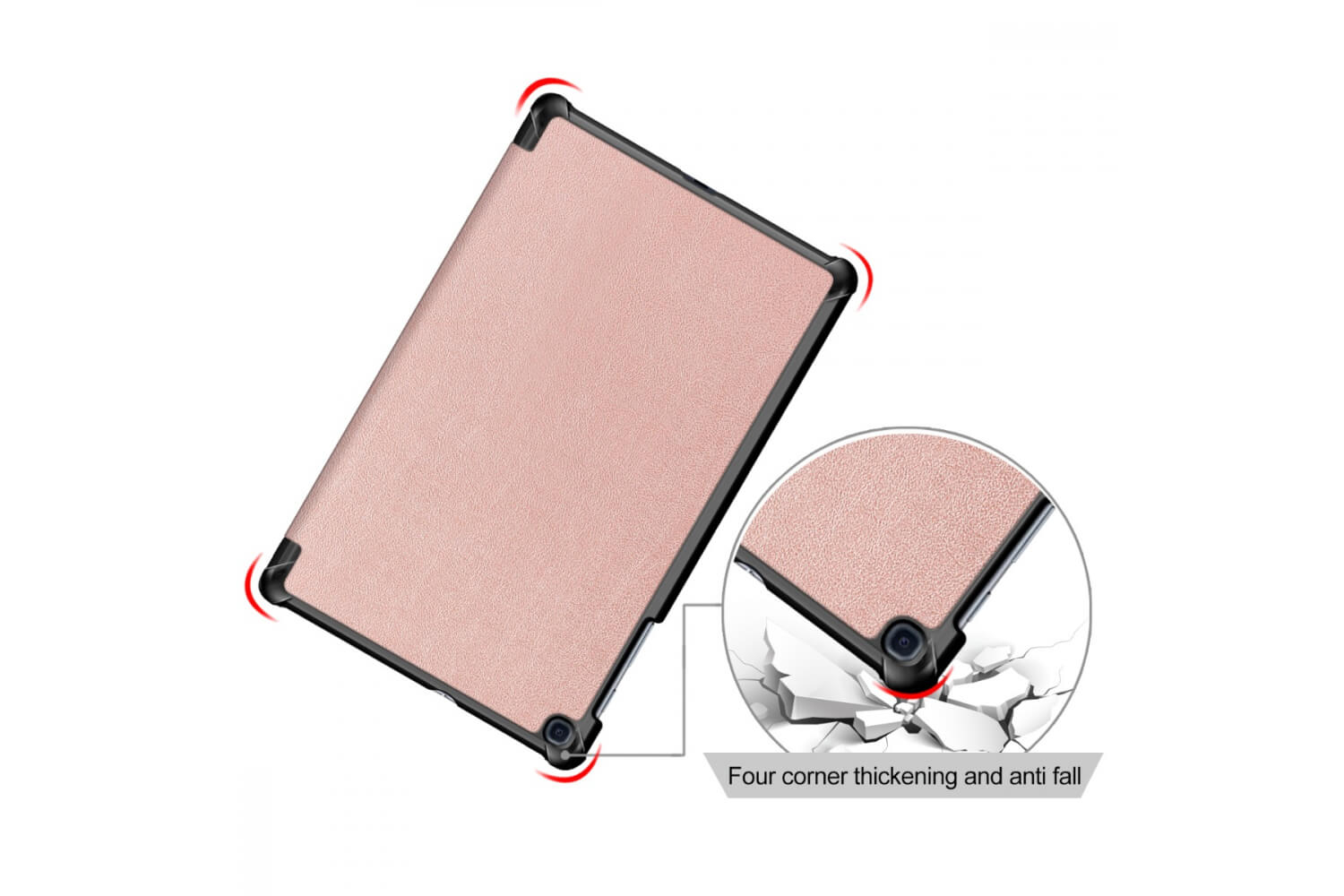 samsung galaxy tab a 10.1 book cover tri-fold rose gold