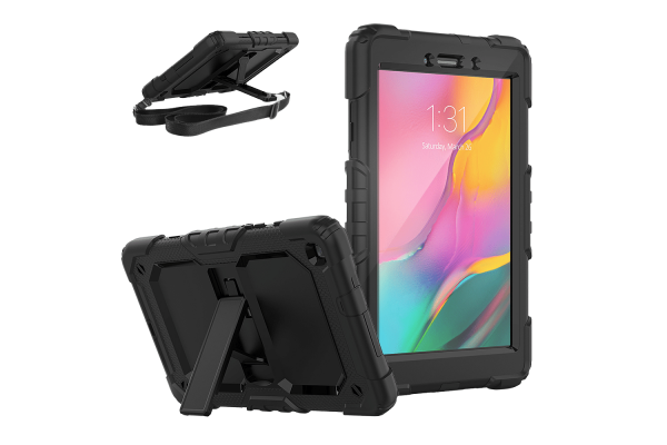 Samsung Tab A8 model 2019 Bumper Case met schouderband zwart