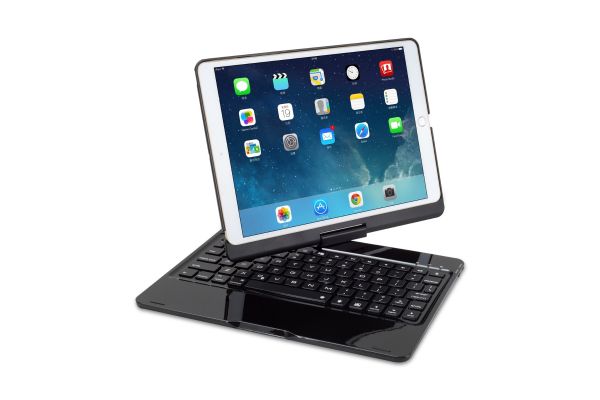 Draaibare iPad Pro 10.5 hoes zwart met bluetooth toetsenbord en led verlichting