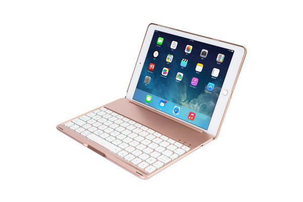 iPad 9.7 (2018) Case Bluetooth verlicht Toetsenbord Rose Goud