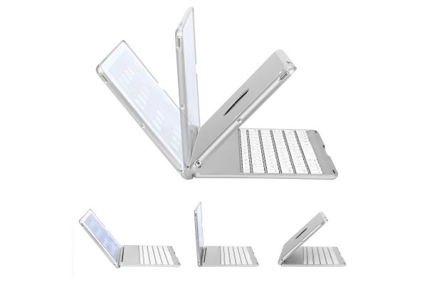 iPad 9.7 (2017) Case Bluetooth verlicht Toetsenbord Zilver