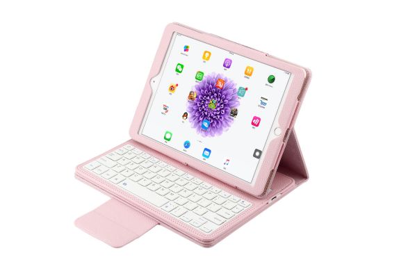 iPad Air Luxe hoes met uitneembaar Bluetooth Toetsenbord Roze leer