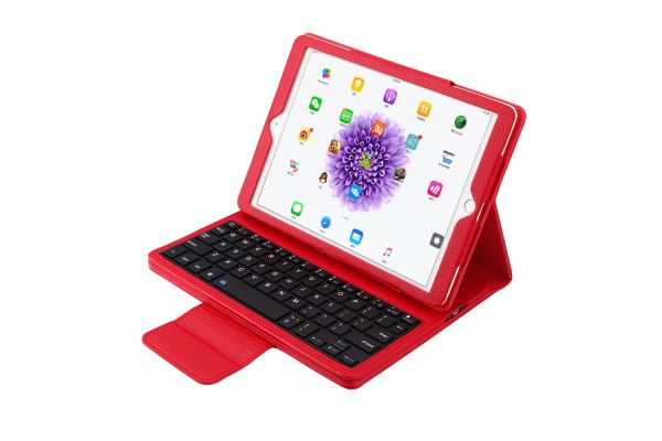 iPad Air Luxe hoes met uitneembaar Bluetooth Toetsenbord Rood leer