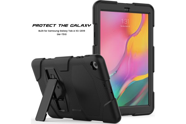 Samsung Tab A 10.1 model 2019 Bumper Case met ingebouwde kickstand zwart