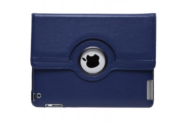 iPad Mini 1-2-3 PU Leren Draaibare Hoes Donkerblauw