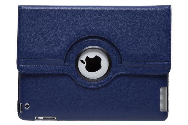 iPad 2-3-4 PU Leren Draaibare Hoes Navy