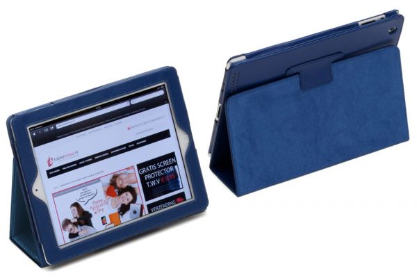 iPad 2-3-4 PU Leren Book Cover Navy/Donkerblauw