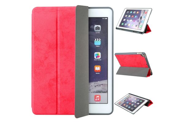Flipstand Cover iPad 9.7 2018 Suede Look Rood