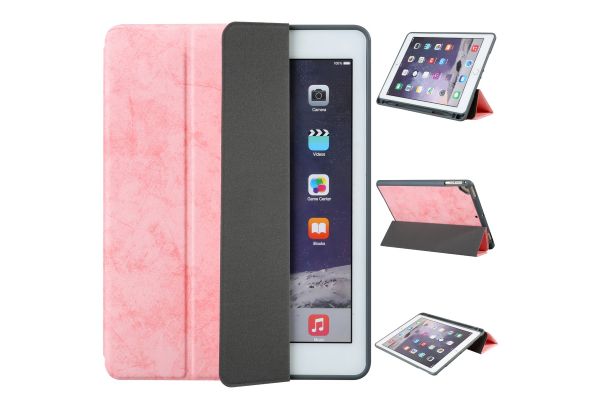 Flipstand Cover iPad 9.7 2018 Suede Look Zalm Roze