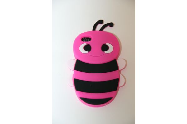 iPhone 4 | 4S Hoesje Schattige Bij Fuchsia-Zwart