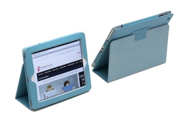 iPad 2-3-4 PU Leren Book Cover Lichtblauw
