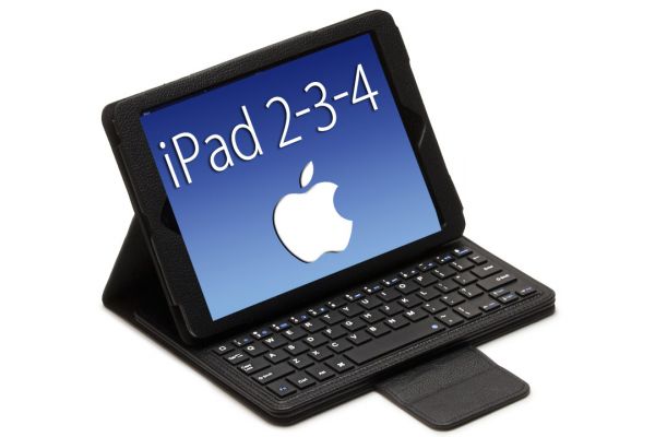 iPad 2-3-4 Luxe hoes met uitneembaar Bluetooth Toetsenbord leer Zwart