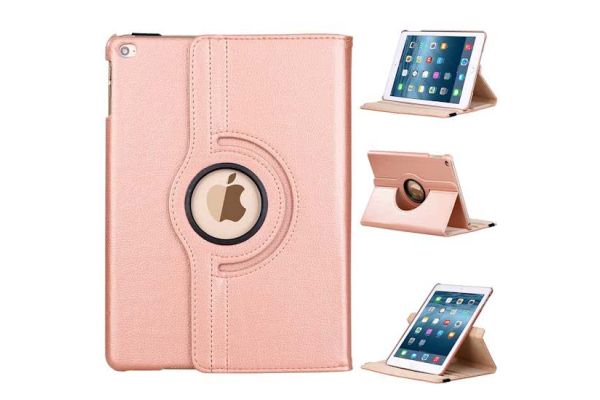 iPad 2017 9.7 PU leren draaibare hoes rose goud