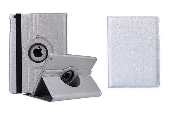 iPad 9.7 (2018) PU leren draaibare hoes zilver
