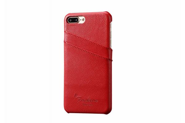 iPhone 7 plus echt lederen back cover / wallet rood merk Fashion