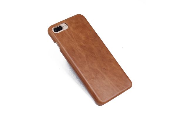 iPhone 7 plus echt lederen back cover beige merk Fashion