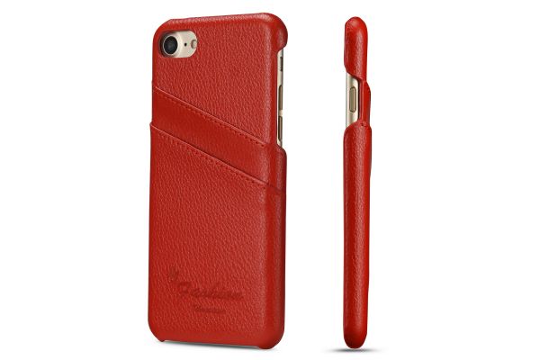 iPhone 7 echt lederen back cover / wallet rood merk Fashion