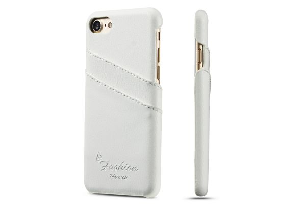 iPhone 7 echt lederen back cover / wallet wit merk Fashion