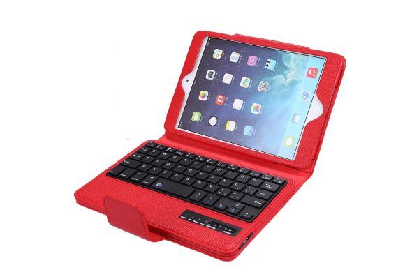 iPad MINI 1-2-3 Luxe hoes met uitneembaar Bluetooth Toetsenbord Rood