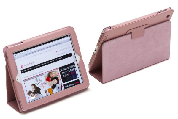 iPad 2-3-4 PU Leren Book Cover Roze