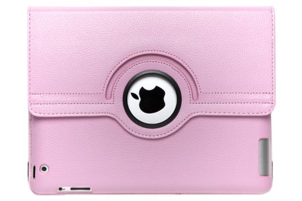 iPad 2-3-4 PU Leren Draaibare Hoes Roze