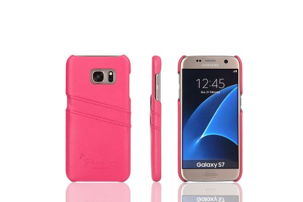 Samsung Galaxy S7 echt lederen back cover / wallet roze
