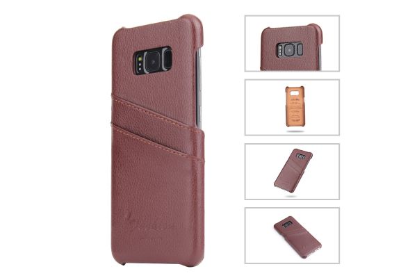 Samsung Galaxy S8 echt lederen back cover / wallet bruin merk Fashion