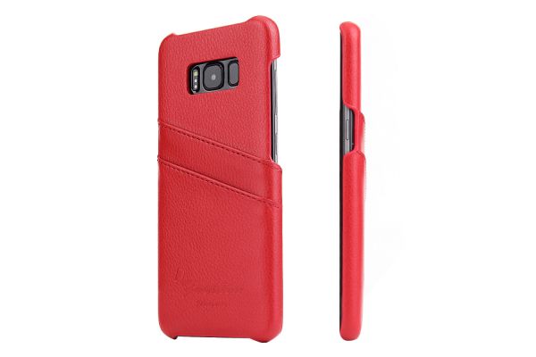 Samsung Galaxy S8 echt lederen back cover / wallet rood merk Fashion