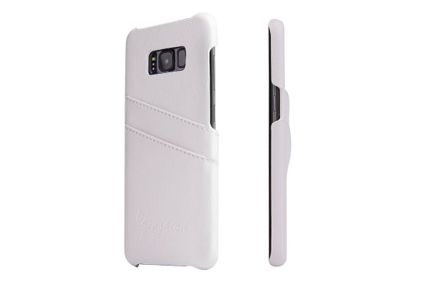 Samsung Galaxy S8 echt lederen back cover / wallet wit merk Fashion