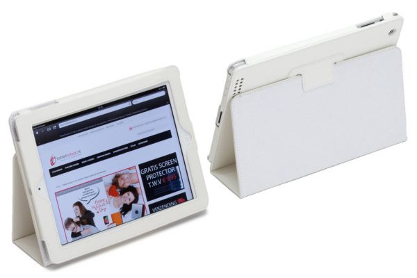 iPad 2-3-4 PU Leren Book Cover Wit