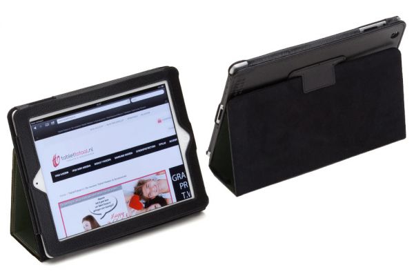 iPad 2-3-4 PU Leren Book Cover Zwart